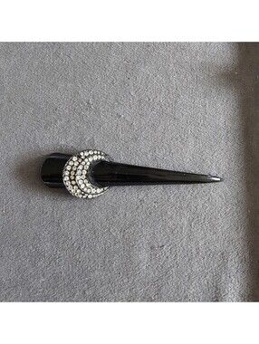 Long Black And Rhinestone Claw Style Brooch